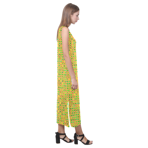 mixed dots 7 Phaedra Sleeveless Open Fork Long Dress (Model D08)