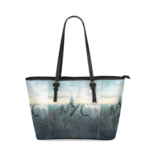 Rainy Day in NYC Leather Tote Bag/Large (Model 1640)