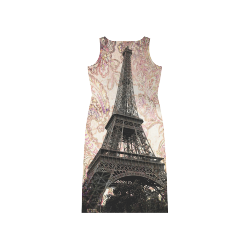 Floral Eiffel Tower Phaedra Sleeveless Open Fork Long Dress (Model D08)