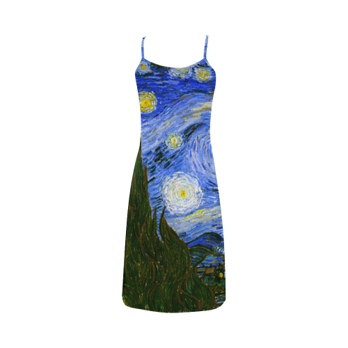 Van Gogh Starry Night Tree Alcestis Slip Dress (Model D05)