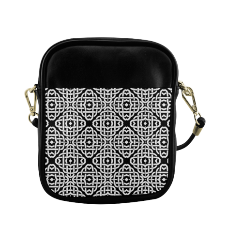 CELTIC KNOT pattern - black white Sling Bag (Model 1627)