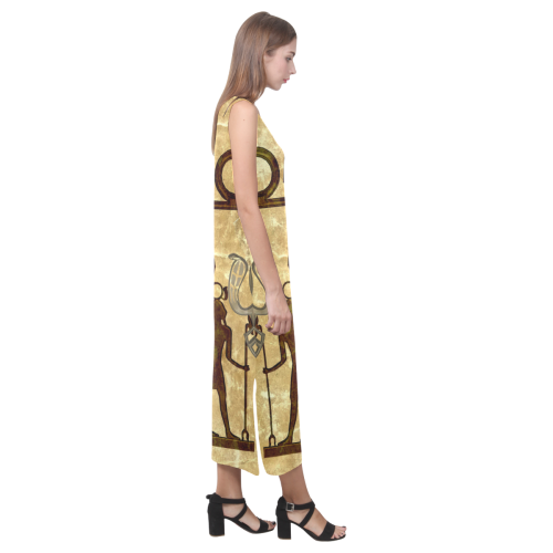 Egyptian sign Phaedra Sleeveless Open Fork Long Dress (Model D08)