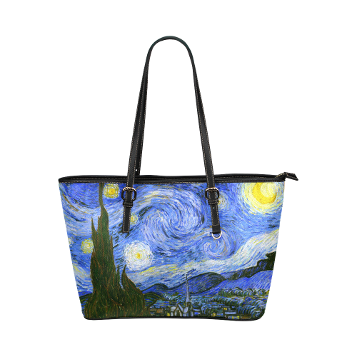 Van Gogh Starry Night Leather Tote Bag/Large (Model 1651)