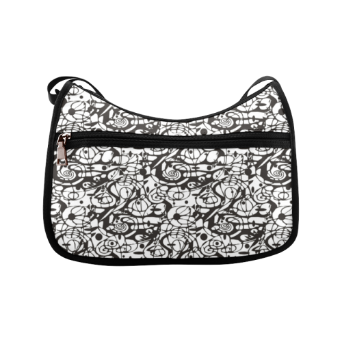 Crazy Spiral Shapes Pattern - Black White Crossbody Bags (Model 1616)