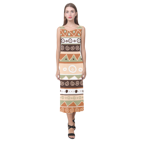 Tans Tribal Phaedra Sleeveless Open Fork Long Dress (Model D08)