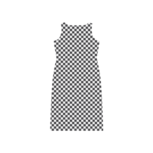 RACING / CHESS SQUARES pattern - black Phaedra Sleeveless Open Fork Long Dress (Model D08)