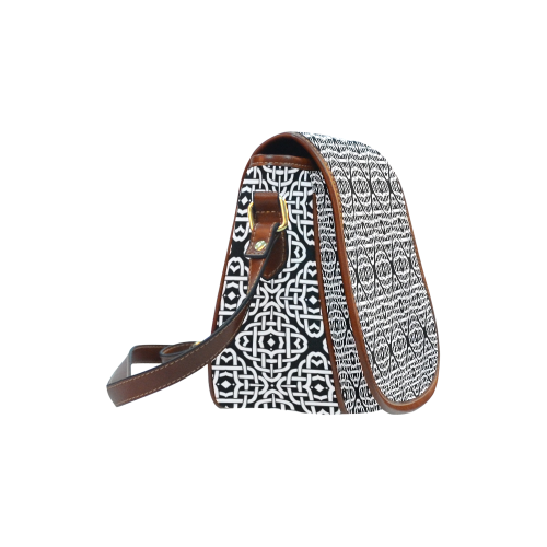 CELTIC KNOT pattern - black white Saddle Bag/Small (Model 1649) Full Customization