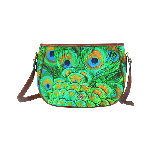 Peacock Feathers Nature Art Saddle Bag/Large (Model 1649)