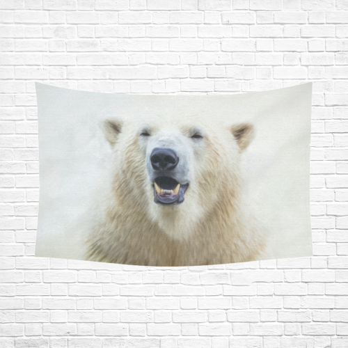 Cute  Zoo Polar Bear Cotton Linen Wall Tapestry 90"x 60"