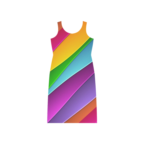 Layered Rainbow Phaedra Sleeveless Open Fork Long Dress (Model D08)