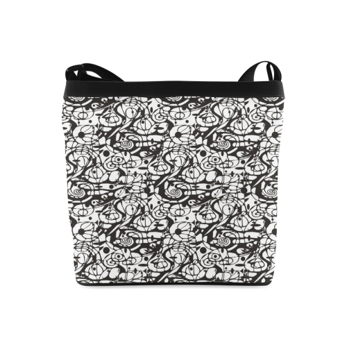 Crazy Spiral Shapes Pattern - Black White Crossbody Bags (Model 1613)