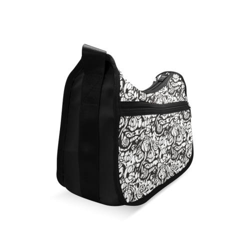 Crazy Spiral Shapes Pattern - Black White Crossbody Bags (Model 1616)