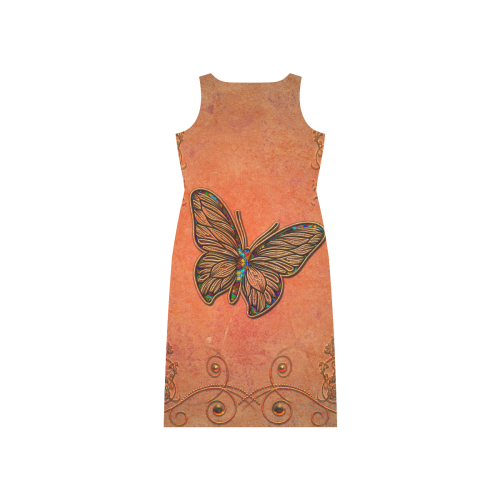 Wonderful butterflies, decorative design Phaedra Sleeveless Open Fork Long Dress (Model D08)