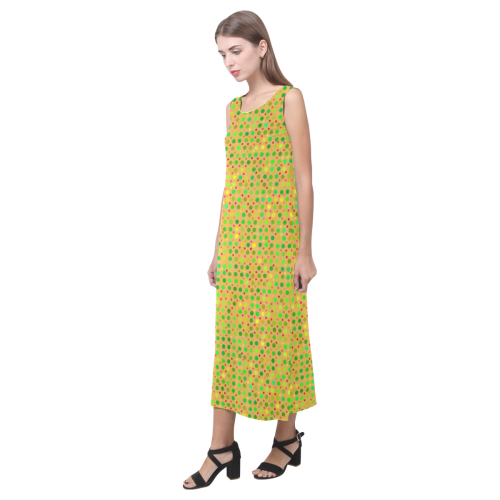 mixed dots 7 Phaedra Sleeveless Open Fork Long Dress (Model D08)