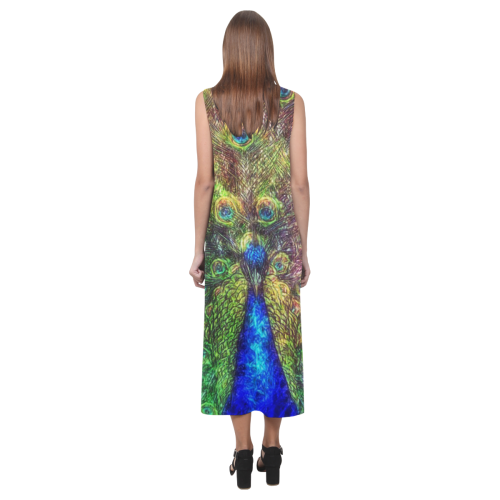 peacock Phaedra Sleeveless Open Fork Long Dress (Model D08)