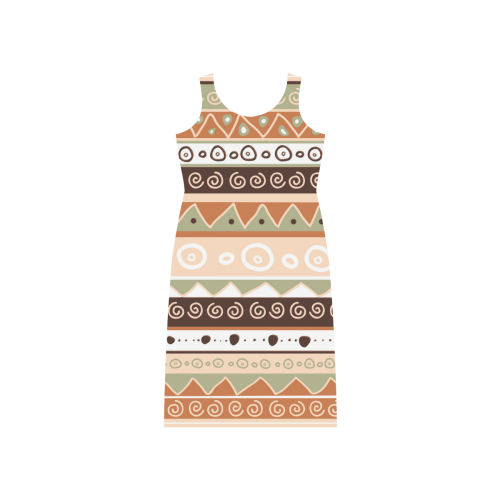 Tans Tribal Phaedra Sleeveless Open Fork Long Dress (Model D08)