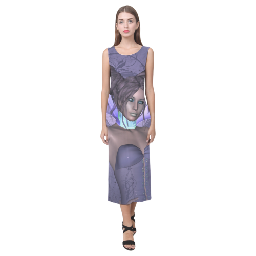 The dram of purple, beautiful women Phaedra Sleeveless Open Fork Long Dress (Model D08)