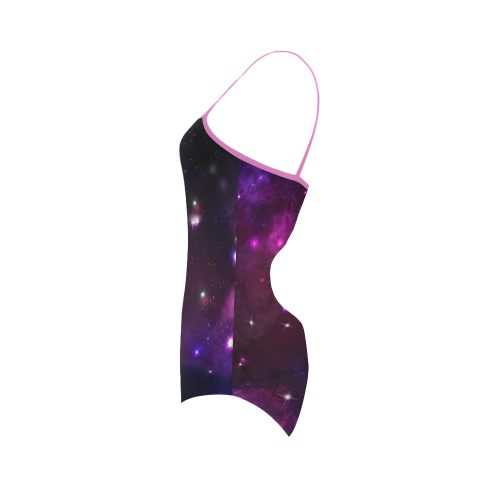 Midnight Blue Purple Galaxy Strap Swimsuit ( Model S05)