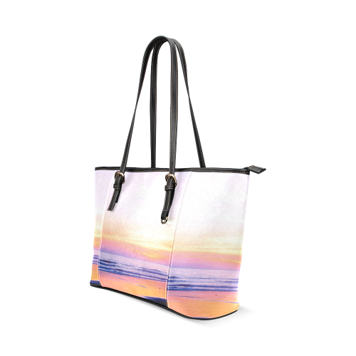 Sunshine Beach Scene, Summer, Sun, Holidays Leather Tote Bag/Small (Model 1640)