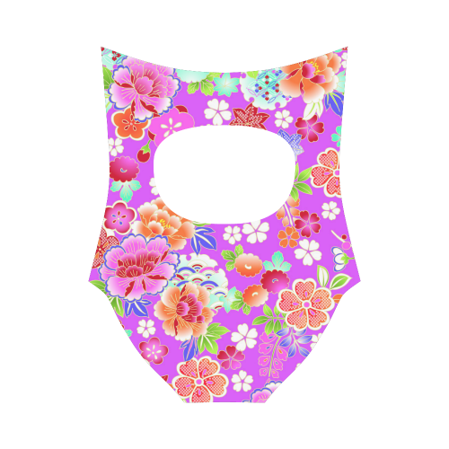 Japanese Floral Kimono Pattern Strap Swimsuit ( Model S05)