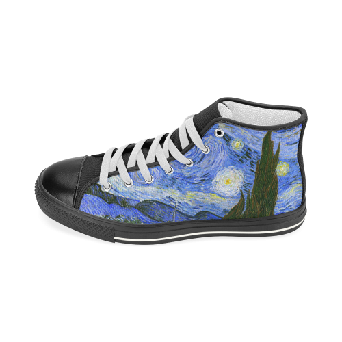 Van Gogh Starry Night Women's Classic High Top Canvas Shoes (Model 017)