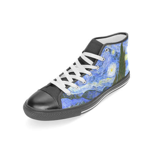 Van Gogh Starry Night Women's Classic High Top Canvas Shoes (Model 017)
