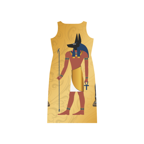 Anubis, egypt god Phaedra Sleeveless Open Fork Long Dress (Model D08)