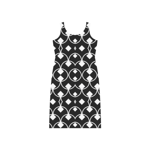 black and white Pattern 4416 Phaedra Sleeveless Open Fork Long Dress (Model D08)