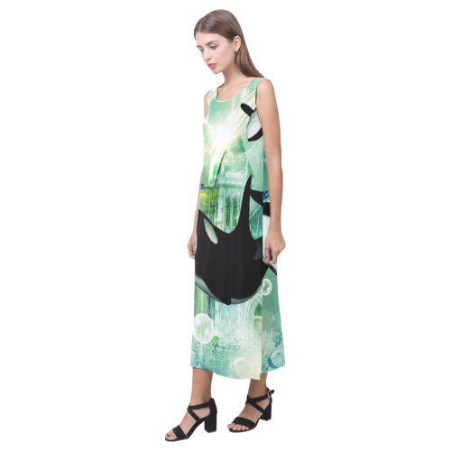 Awesome orca Phaedra Sleeveless Open Fork Long Dress (Model D08)