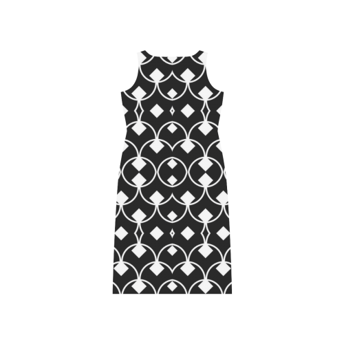 black and white Pattern 4416 Phaedra Sleeveless Open Fork Long Dress (Model D08)