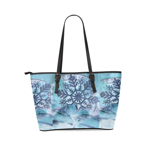 Icy snowflake by Martina Webster Leather Tote Bag/Small (Model 1640)