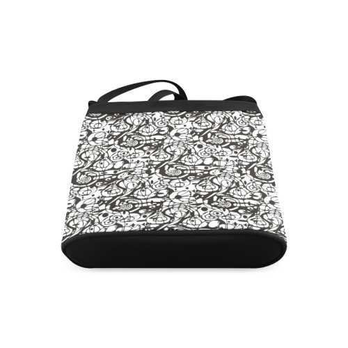 Crazy Spiral Shapes Pattern - Black White Crossbody Bags (Model 1613)