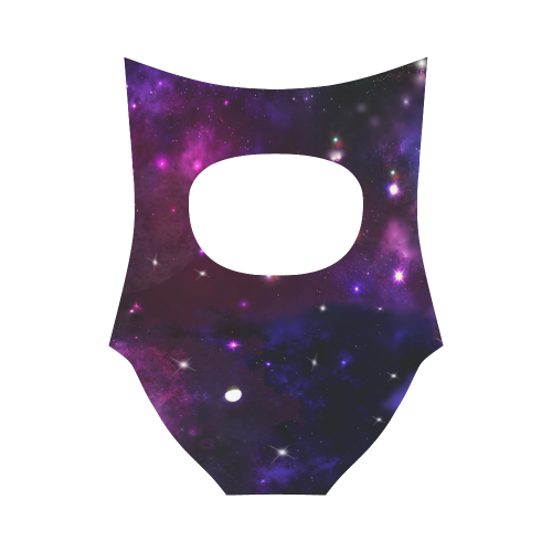 Midnight Blue Purple Galaxy Strap Swimsuit ( Model S05)