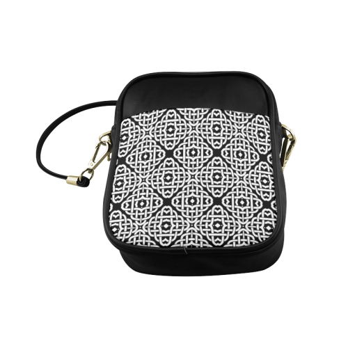 CELTIC KNOT pattern - black white Sling Bag (Model 1627)