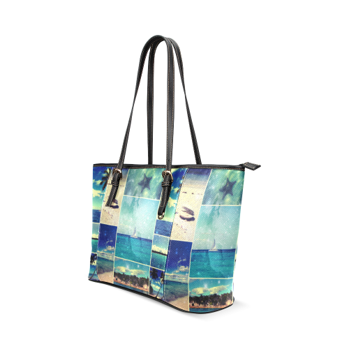 Starry Starry Caribbean Night Leather Tote Bag/Large (Model 1640)
