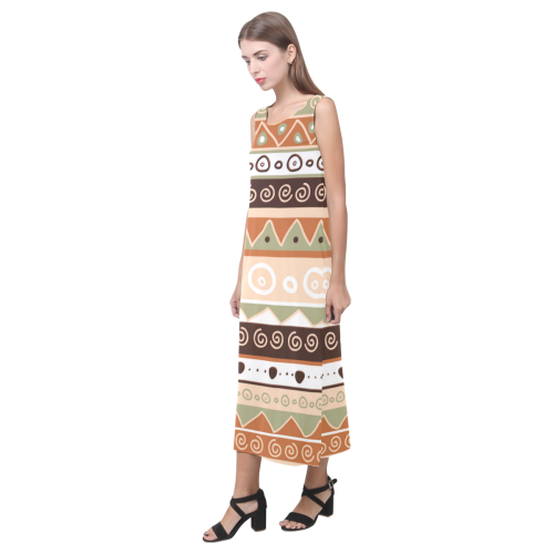 Tans Tribal Phaedra Sleeveless Open Fork Long Dress (Model D08)