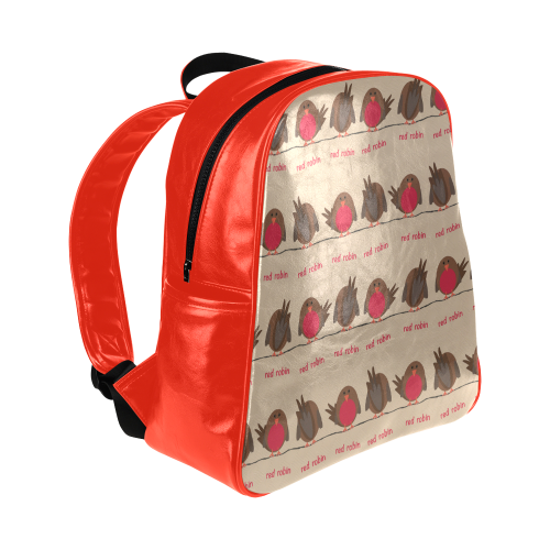 Red Robin Pattern Multi-Pockets Backpack (Model 1636)