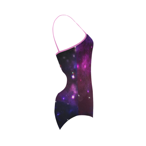 Midnight Blue Purple Galaxy Strap Swimsuit ( Model S05)