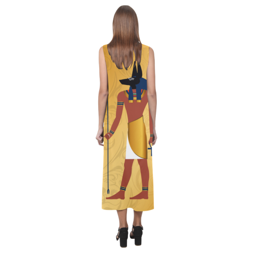 Anubis, egypt god Phaedra Sleeveless Open Fork Long Dress (Model D08)