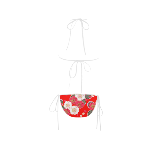 Red White Japanese Kimono Pattern Custom Bikini Swimsuit