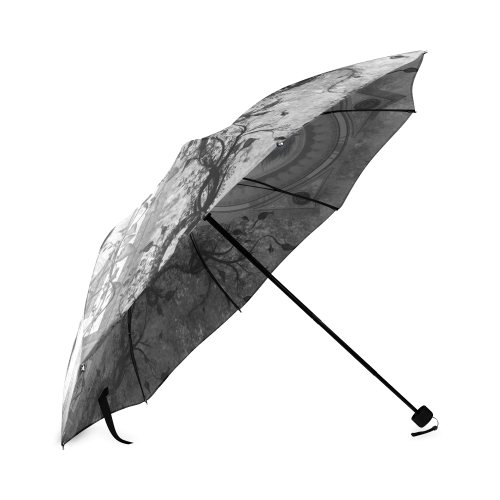 Awesome horse in black and white with flowers Foldable Umbrella (Model U01)