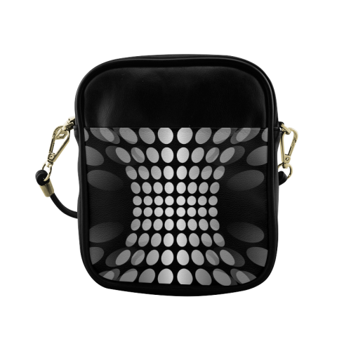 Abstract Dots HOURGLASS black grey white Sling Bag (Model 1627)