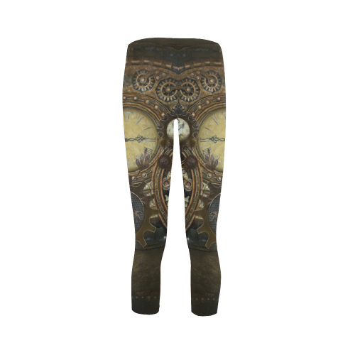 Painting Steampunk clocks and gears Capri Legging (Model L02)