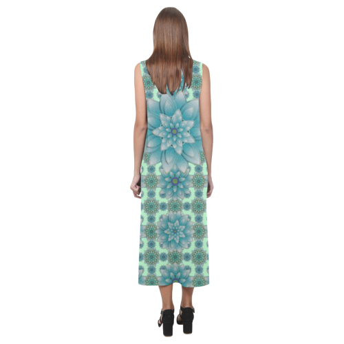 Happiness Turquoise Phaedra Sleeveless Open Fork Long Dress (Model D08)