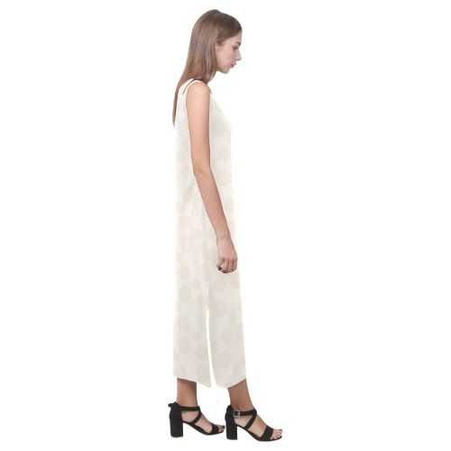 Wedding Day Cream Floral by Aleta Phaedra Sleeveless Open Fork Long Dress (Model D08)