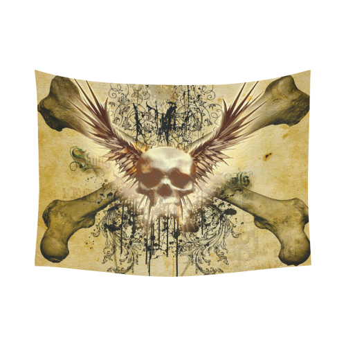 Amazing skull, wings and grunge Cotton Linen Wall Tapestry 80"x 60"