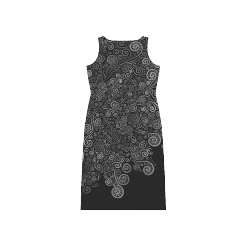 Black and White Rose Phaedra Sleeveless Open Fork Long Dress (Model D08)