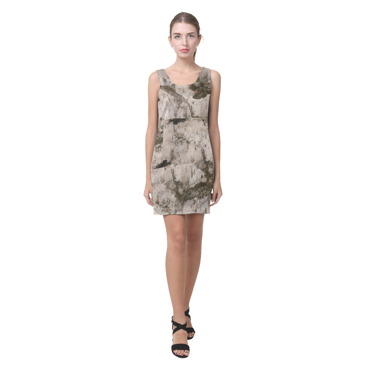 White Birch Bark Helen Sleeveless Dress (Model D10) | ID: D632611