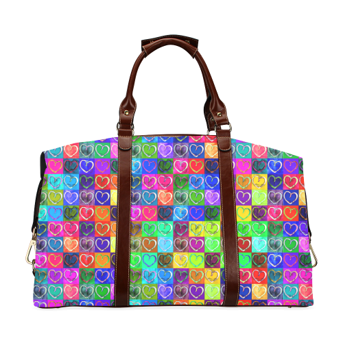 Lovely Hearts Mosaic Pattern - Grunge Colored Classic Travel Bag (Model 1643)