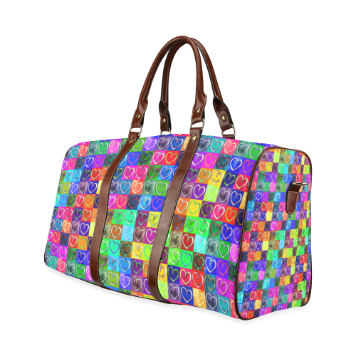 Lovely Hearts Mosaic Pattern - Grunge Colored Waterproof Travel Bag/Small (Model 1639)